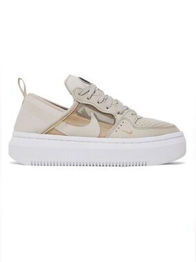 Nike Womens Court Vision Alta TXT Low Top Sneakers in Cream / Tan